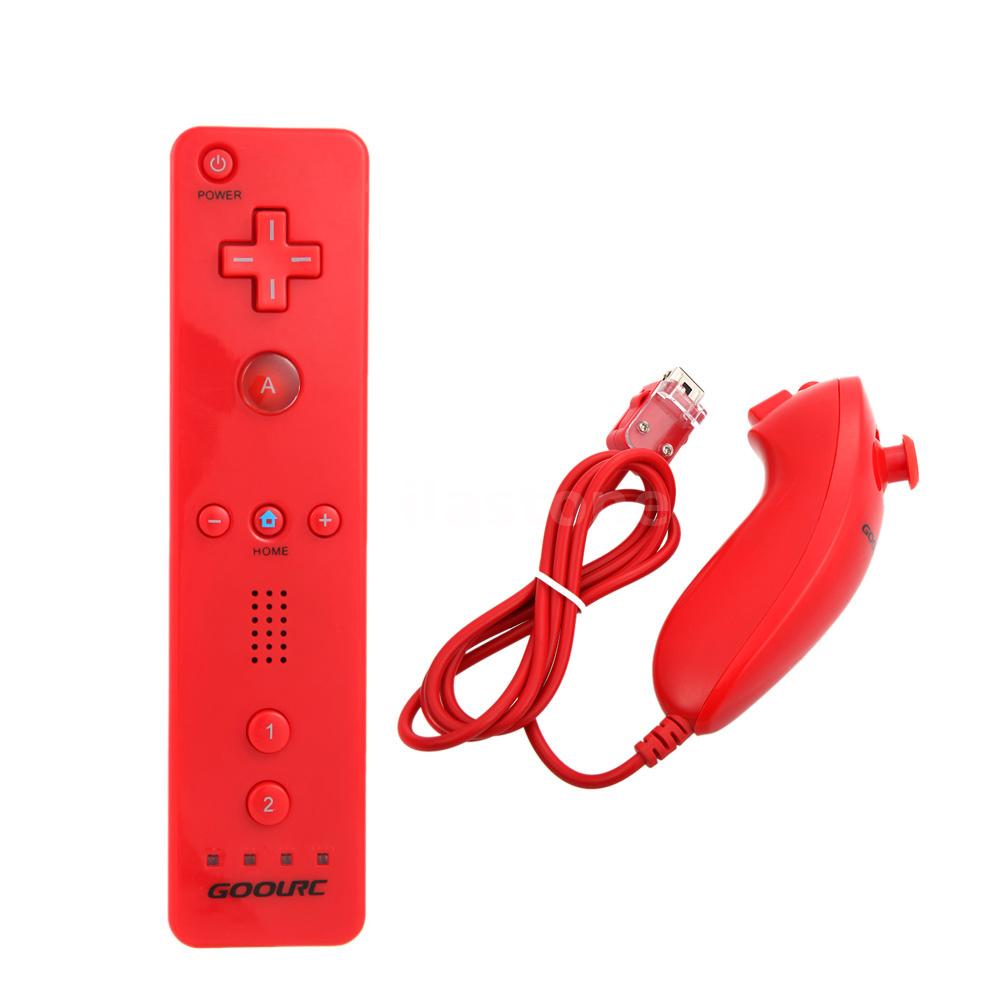 REMOTE AND NUNCHUCK CONTROLLER FOR NINTENDO WII+ FREE SILICONE CASE RED ...